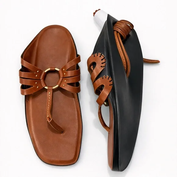 Free People Tan Leather Sandals - Picture 3 of 7